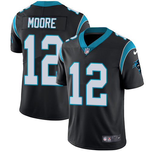 Nike Panthers #12 DJ Moore Black Team Color Men's Stitched NFL Vapor Untouchable Limited Jersey - Click Image to Close